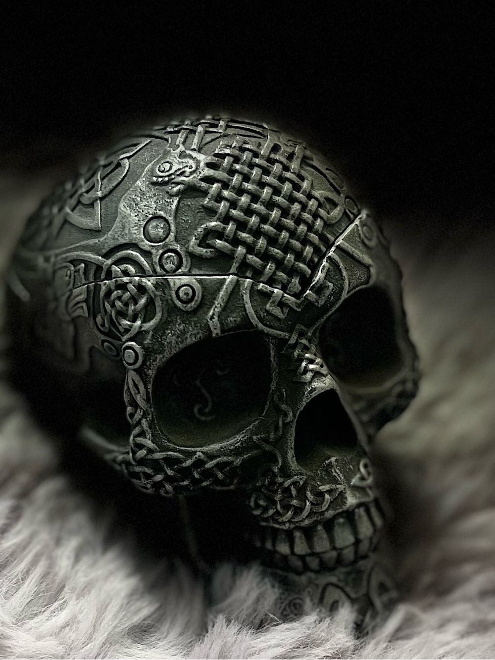 Intricate Celtic Skull Box — Dark Gray